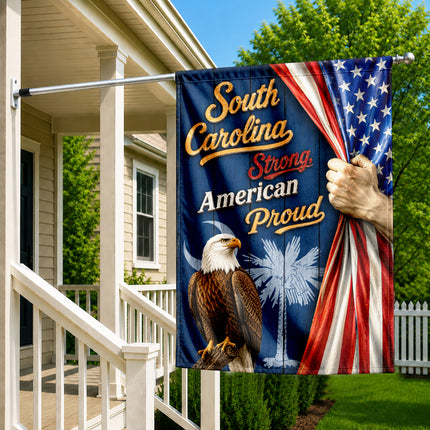 South Carolina Strong American Proud Eagle Palmetto Patriotic Flag