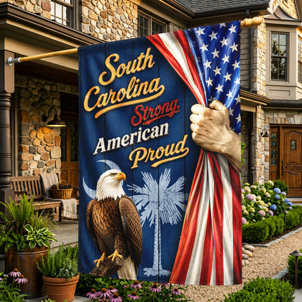 South Carolina Strong American Proud Eagle Palmetto Patriotic Flag