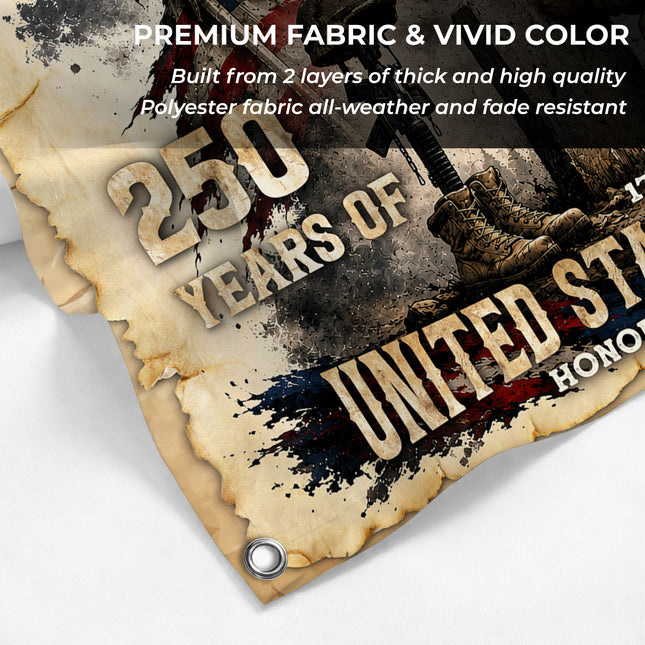 United States of America 250 Years of Freedom Kneeling Soldier Fallen Soldier Flag