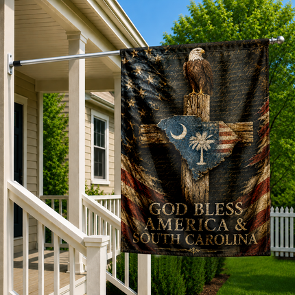 South Carolina Flag God Bless America Patriotic Eagle Cross