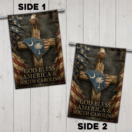 South Carolina Flag God Bless America Patriotic Eagle Cross