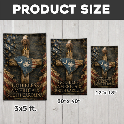 South Carolina Flag God Bless America Patriotic Eagle Cross