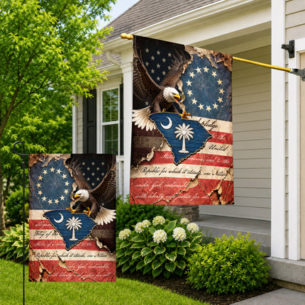 South Carolina Flag Vintage Eagle Palmetto American Heritage