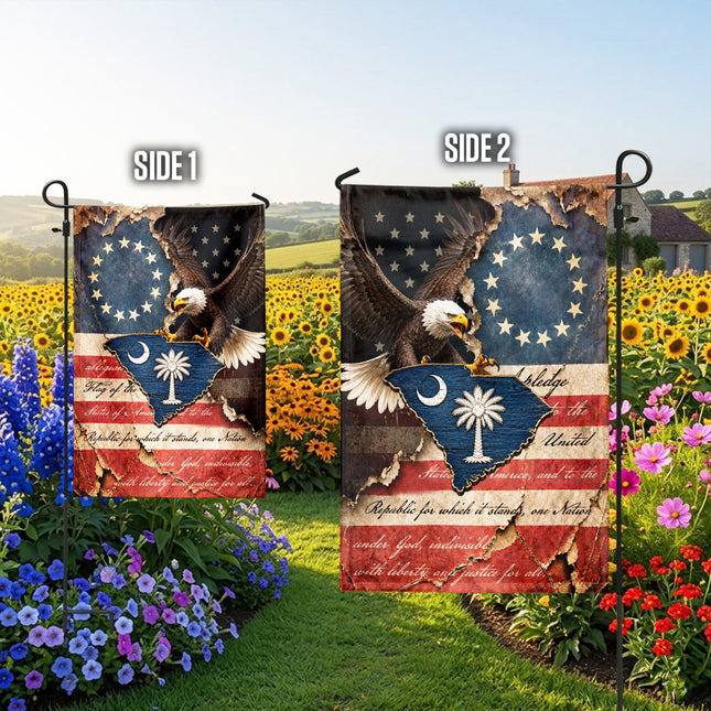 South Carolina Flag Vintage Eagle Palmetto American Heritage