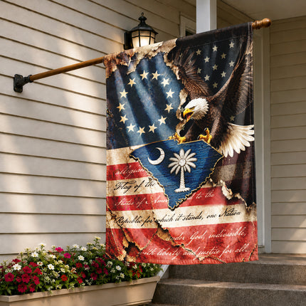 South Carolina Flag Vintage Eagle Palmetto American Heritage