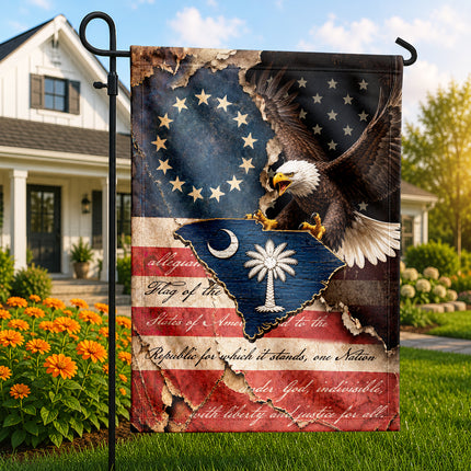 South Carolina Flag Vintage Eagle Palmetto American Heritage