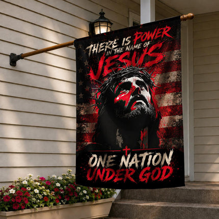 Power In The Name Of Jesus God Patriotic Flag