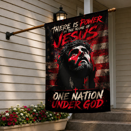 SP-01 Jesus Is My Savior There Is Power in the Name of Jesus Garden Flag Veterans Day