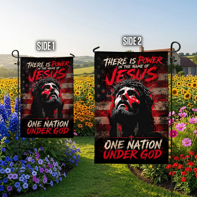 SP-01 Jesus Is My Savior There Is Power in the Name of Jesus Garden Flag Veterans Day