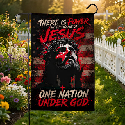 SP-01 Jesus Is My Savior There Is Power in the Name of Jesus Garden Flag Veterans Day