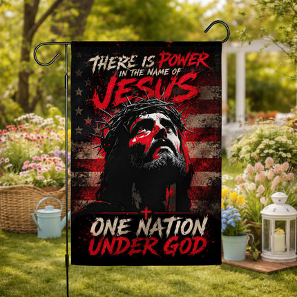 SP-01 Jesus Is My Savior There Is Power in the Name of Jesus Garden Flag Veterans Day