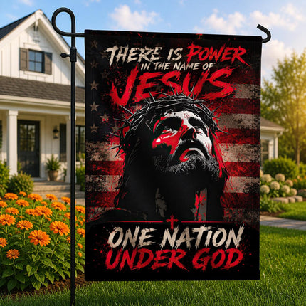 Power In The Name Of Jesus God Patriotic Flag