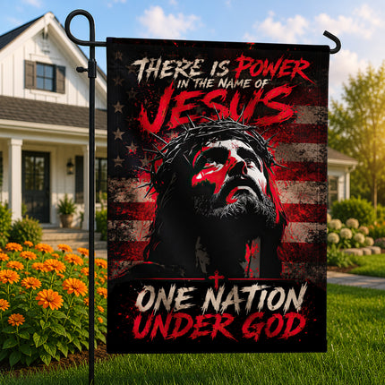 SP-01 Jesus Is My Savior There Is Power in the Name of Jesus Garden Flag Veterans Day