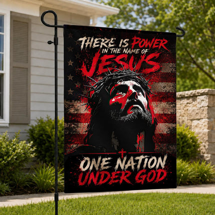 Power In The Name Of Jesus God Patriotic Flag