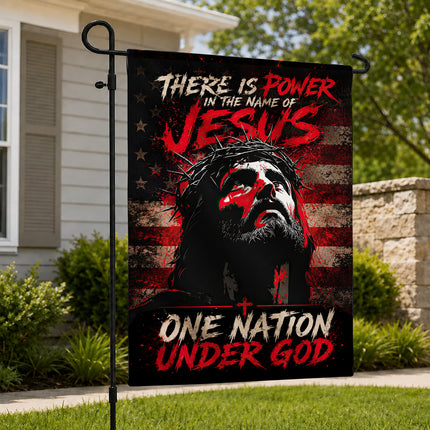 SP-01 Jesus Is My Savior There Is Power in the Name of Jesus Garden Flag Veterans Day