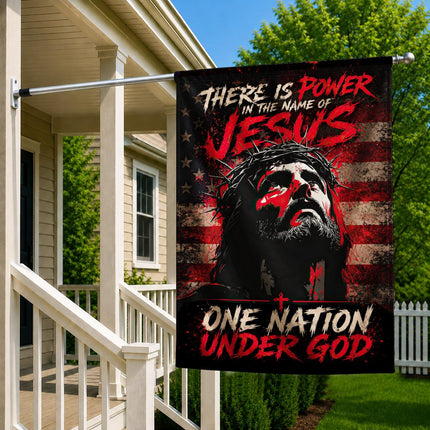 Power In The Name Of Jesus God Patriotic Flag