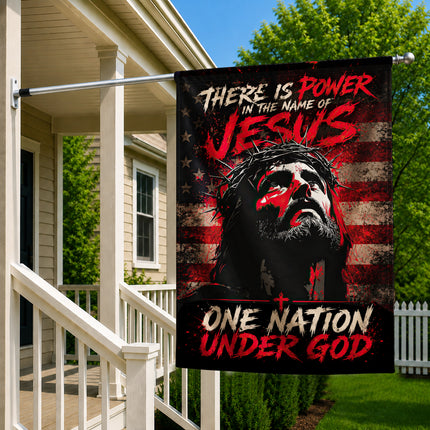 SP-01 Jesus Is My Savior There Is Power in the Name of Jesus Garden Flag Veterans Day