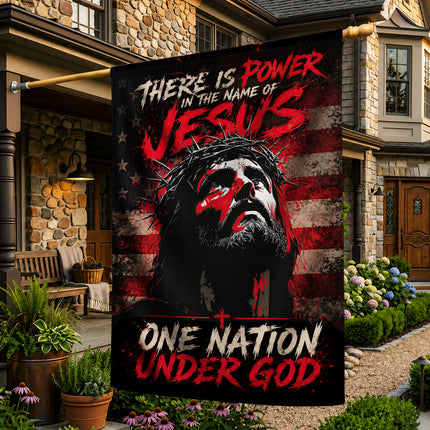 SP-01 Jesus Is My Savior There Is Power in the Name of Jesus Garden Flag Veterans Day