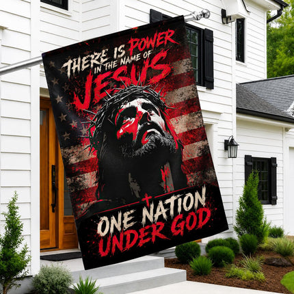 Power In The Name Of Jesus God Patriotic Flag