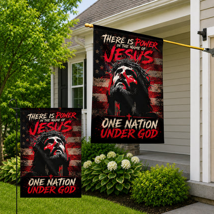 SP-01 Jesus Is My Savior There Is Power in the Name of Jesus Garden Flag Veterans Day