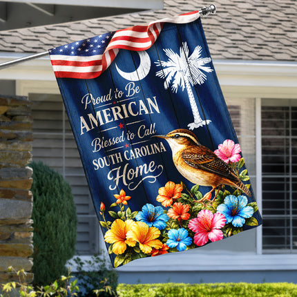 South Carolina Flag Proud to Be American Blessed Home Wren Floral