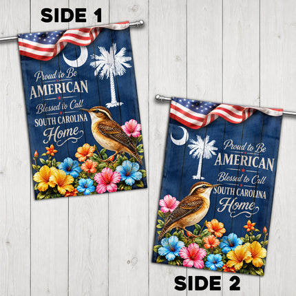 South Carolina Flag Proud to Be American Blessed Home Wren Floral