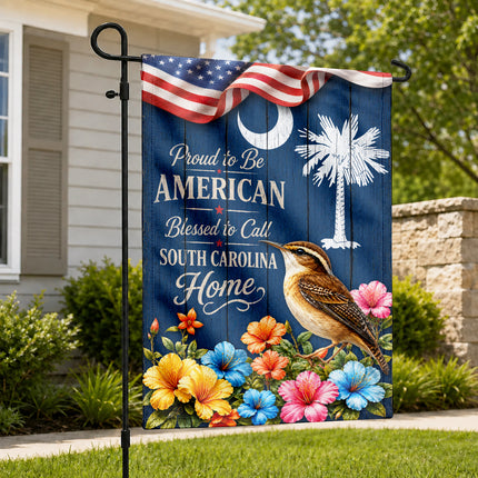 South Carolina Flag Proud to Be American Blessed Home Wren Floral