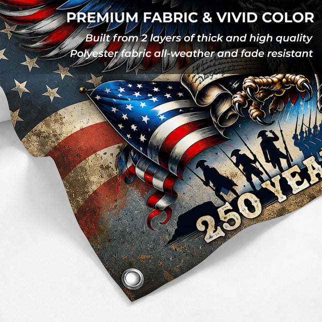 United States of America 250 Years of Freedom Vintage Eagle Liberty Bell Flag