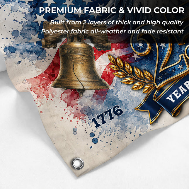 United States of America 250 Years of Freedom Watercolor Eagle Liberty Bell Flag