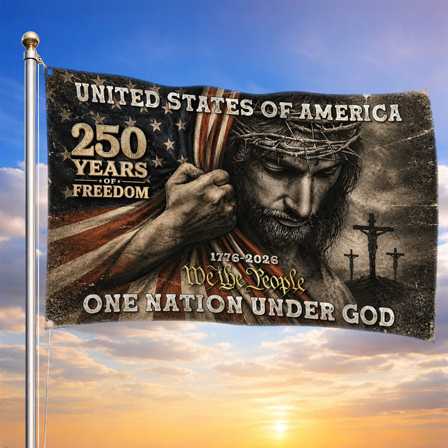 United States of America 250 Years of Freedom Jesus One Nation Under God Flag