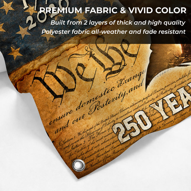 United States of America 250 Years of Freedom Soldier Silhouette Iwo Jima Flag