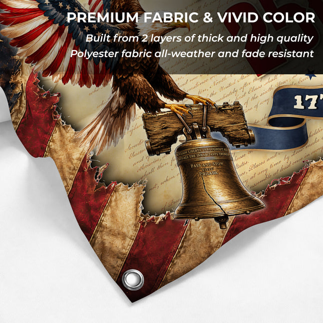 United States of America 250 Years of Freedom Soaring Eagle Liberty Bell Flag
