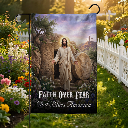 SP-01 Christian Faith Flag Resurrection Jesus God Bless America Garden Decor