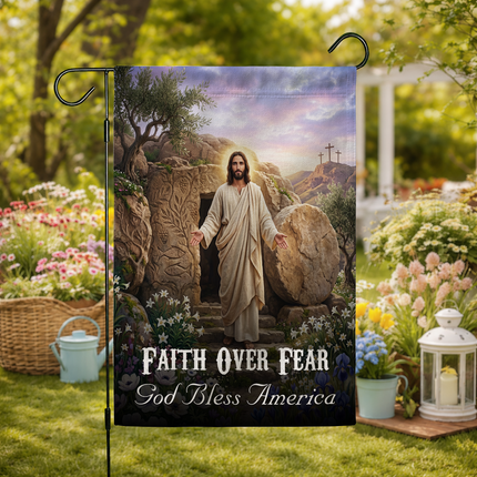 SP-01 Christian Faith Flag Resurrection Jesus God Bless America Garden Decor