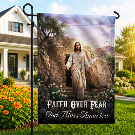 SP-01 Christian Faith Flag Resurrection Jesus God Bless America Garden Decor