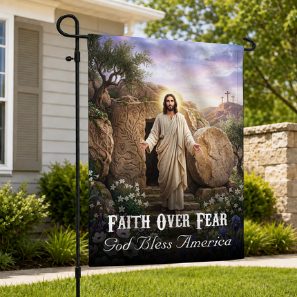 SP-01 Christian Faith Flag Resurrection Jesus God Bless America Garden Decor