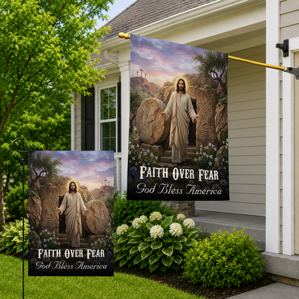 SP-01 Christian Faith Flag Resurrection Jesus God Bless America Garden Decor