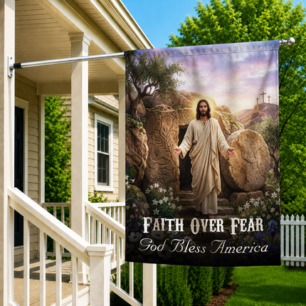 SP-01 Christian Faith Flag Resurrection Jesus God Bless America Garden Decor