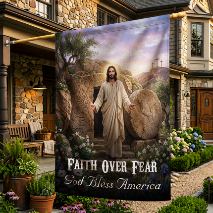 SP-01 Christian Faith Flag Resurrection Jesus God Bless America Garden Decor