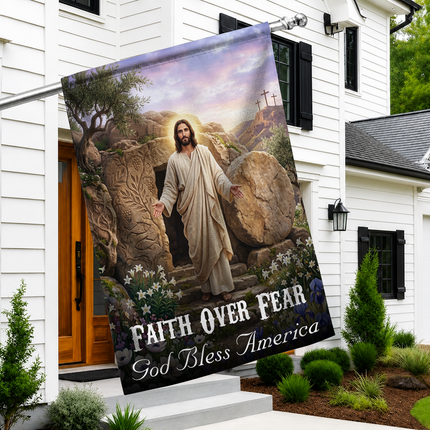 SP-01 Christian Faith Flag Resurrection Jesus God Bless America Garden Decor