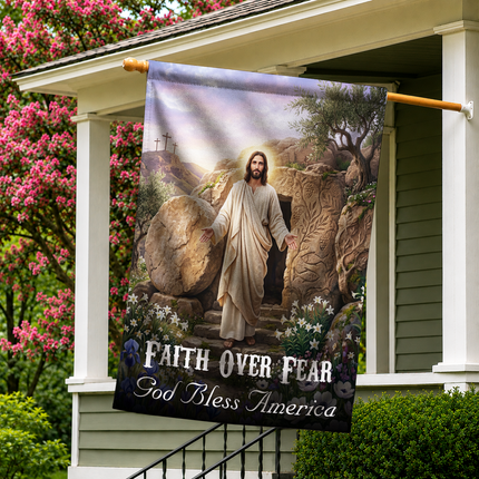 SP-01 Christian Faith Flag Resurrection Jesus God Bless America Garden Decor