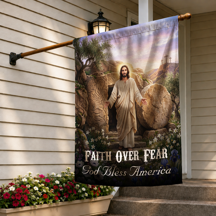 SP-01 Christian Faith Flag Resurrection Jesus God Bless America Garden Decor