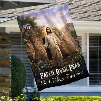 SP-01 Christian Faith Flag Resurrection Jesus God Bless America Garden Decor