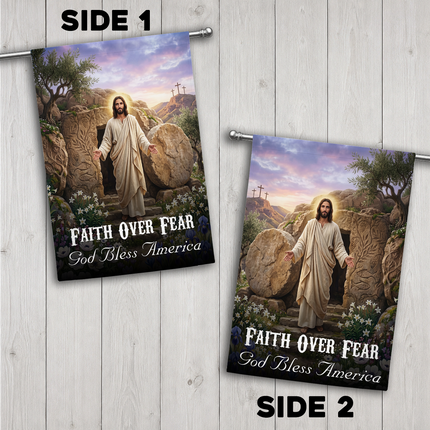 SP-01 Christian Faith Flag Resurrection Jesus God Bless America Garden Decor