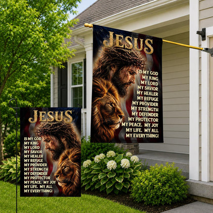 Jesus Is My God My King My Lord Lion Christian Flag