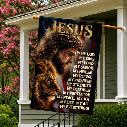 SP-01 Patriotic Christian Flag Jesus Lion of Judah Faith Declaration Church Decor