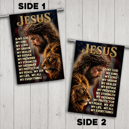 SP-01 Patriotic Christian Flag Jesus Lion of Judah Faith Declaration Church Decor