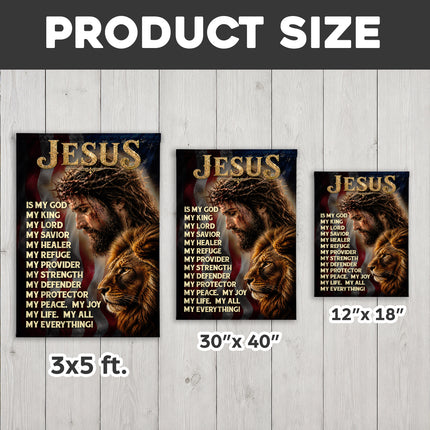 SP-01 Patriotic Christian Flag Jesus Lion of Judah Faith Declaration Church Decor