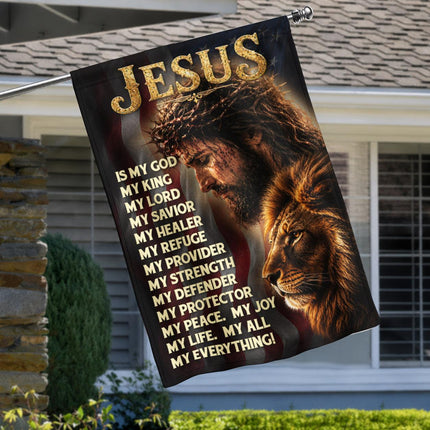 Jesus Is My God My King My Lord Lion Christian Flag