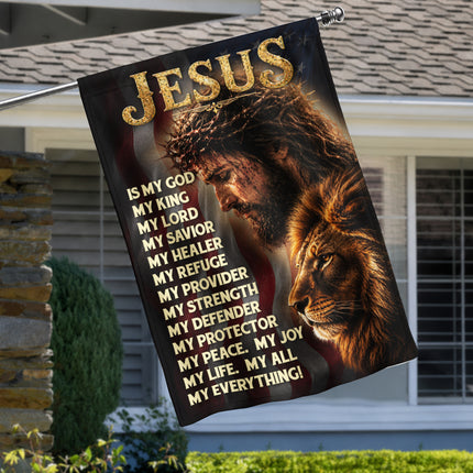 SP-01 Patriotic Christian Flag Jesus Lion of Judah Faith Declaration Church Decor